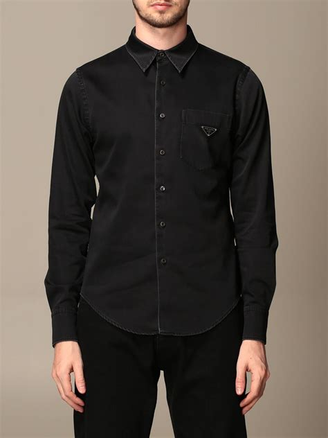 prada black shirt|Prada men's black shirt.